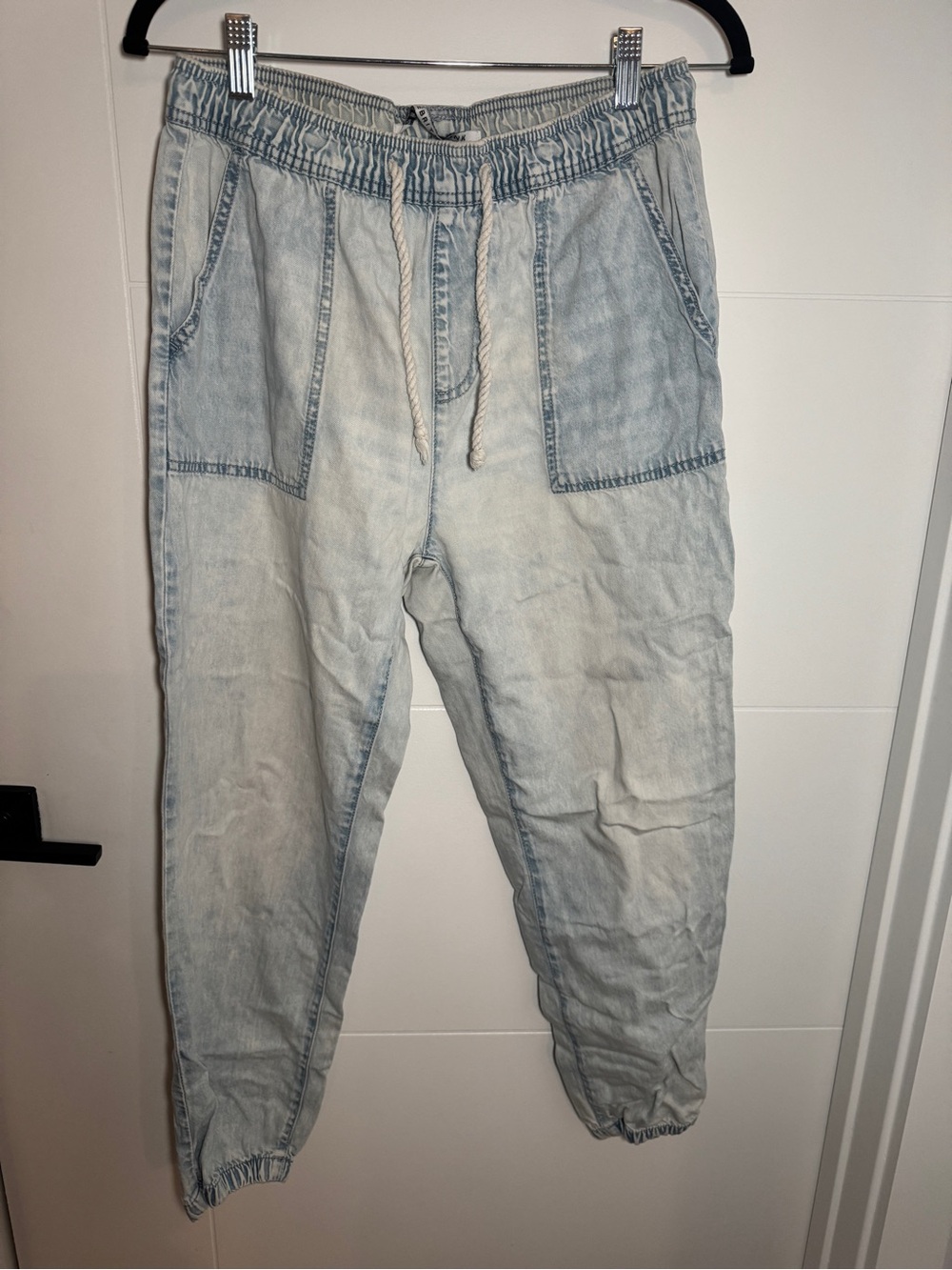 Celebrity Pink Light Wash Denim Jogger Track Pants
